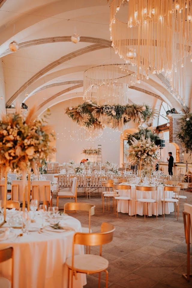 Elegant venue interior with chandelier